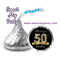 50th Birthday Hershey Kisses Stickers,Gold Diamonds 50th Birthday Hershey stickers,(1ab)